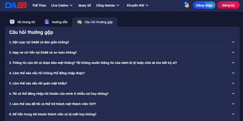 Những thắc mắc thường gặp khi người chơi cá cược tại nhà cái DA88